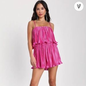 Lulus Fun Flirt Hot Pink Satin Plisse